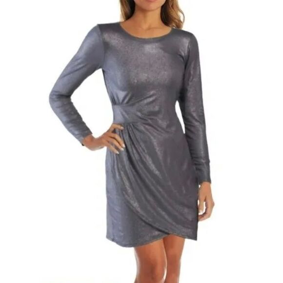 Tianna B. Metallic Shimmer Foil Asymmetrical Cocktail Dress Size Small NWT - Picture 1 of 13
